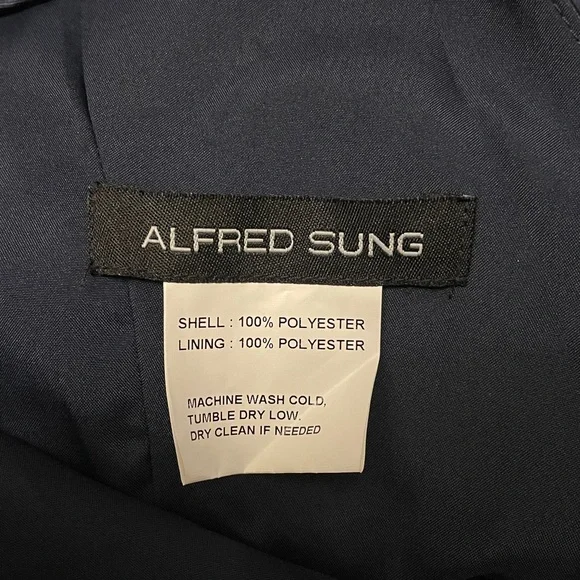 New Alfred Sung SLEEVELESS PLEATED SKIRT HIGH LOW DRESS WITH POCKETS MIDNIGHT - Picture 4 of 6